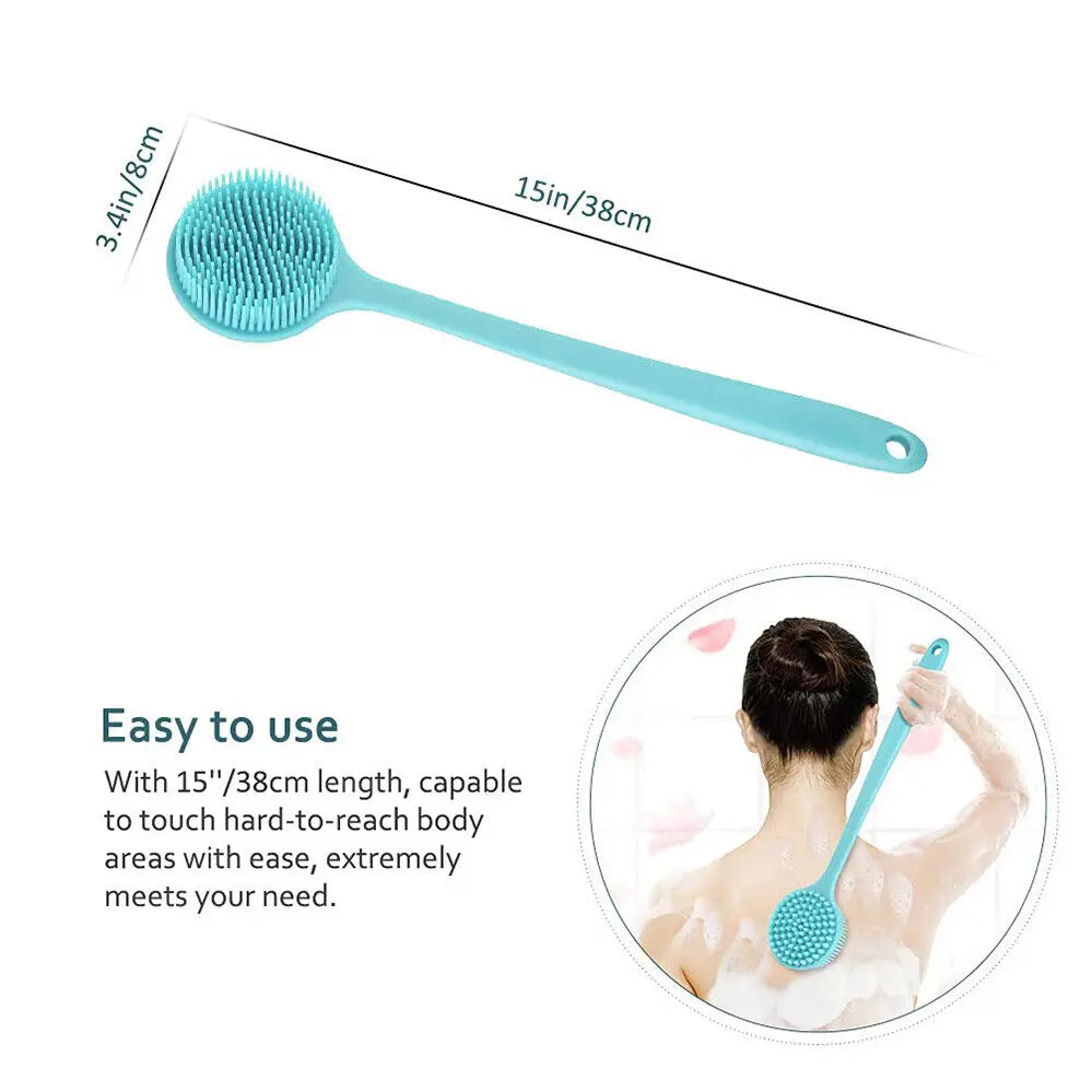 Back Scrubber for Shower Soft Silicone Bath Body Brush with Long Handle