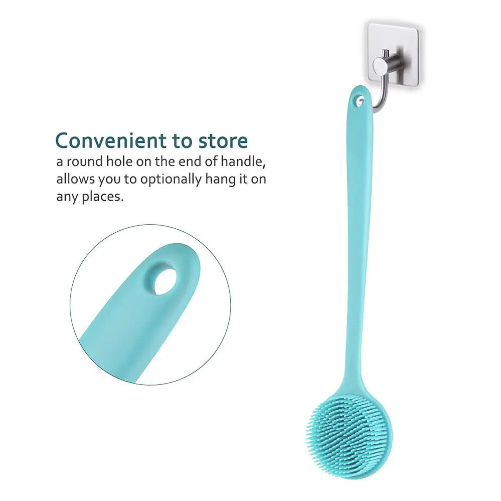 Back Scrubber for Shower Soft Silicone Bath Body Brush with Long Handle